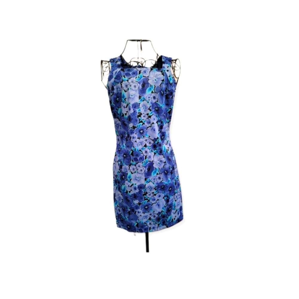 Vintage 1990s Byer Too Blue Floral Dress Size small Re